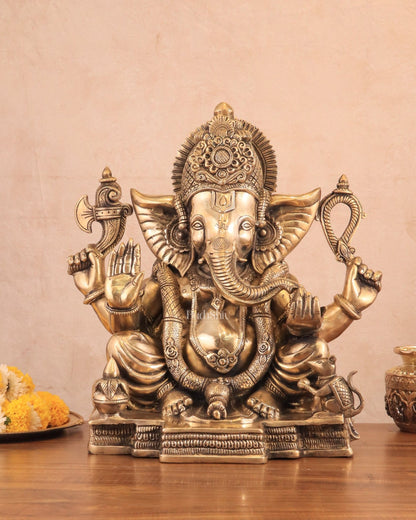 Rare Vinayaka Statue: Pure Brass with glossy Tone | 19 - Budhshiv.com