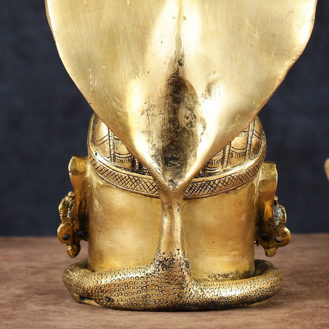 Regal Brass Shiva with Mukhalingam and Naga Aura Statue – 9.5" Height - Budhshiv.com