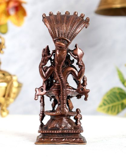 Pure Copper Lakshmi Narasimha Swamy with Sheshanaag & Bhakt Prahlad Idol – Divine Protection Sculpture (5 Inches)
