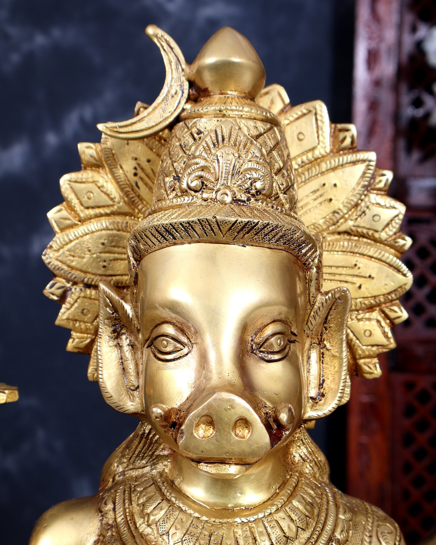 Brass Superfine Large Varahi Devi on Lotus Idol 18.5 inch