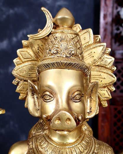 Brass Superfine Large Varahi Devi on Lotus Idol 18.5 inch