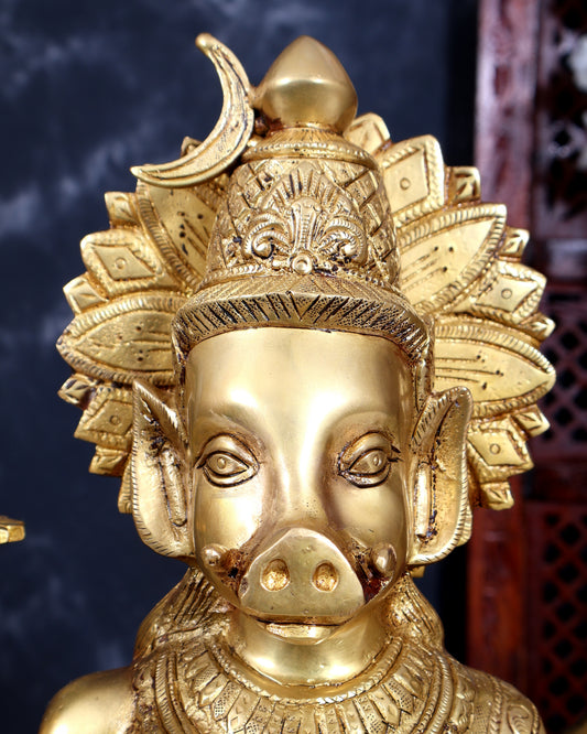 Brass Superfine Large Varahi Devi on Lotus Idol 18.5 inch