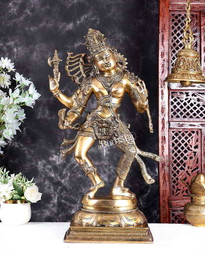 Ardhanarishvara Brass Statue Half shiva half parvati matte gold finish 24 inch Fine