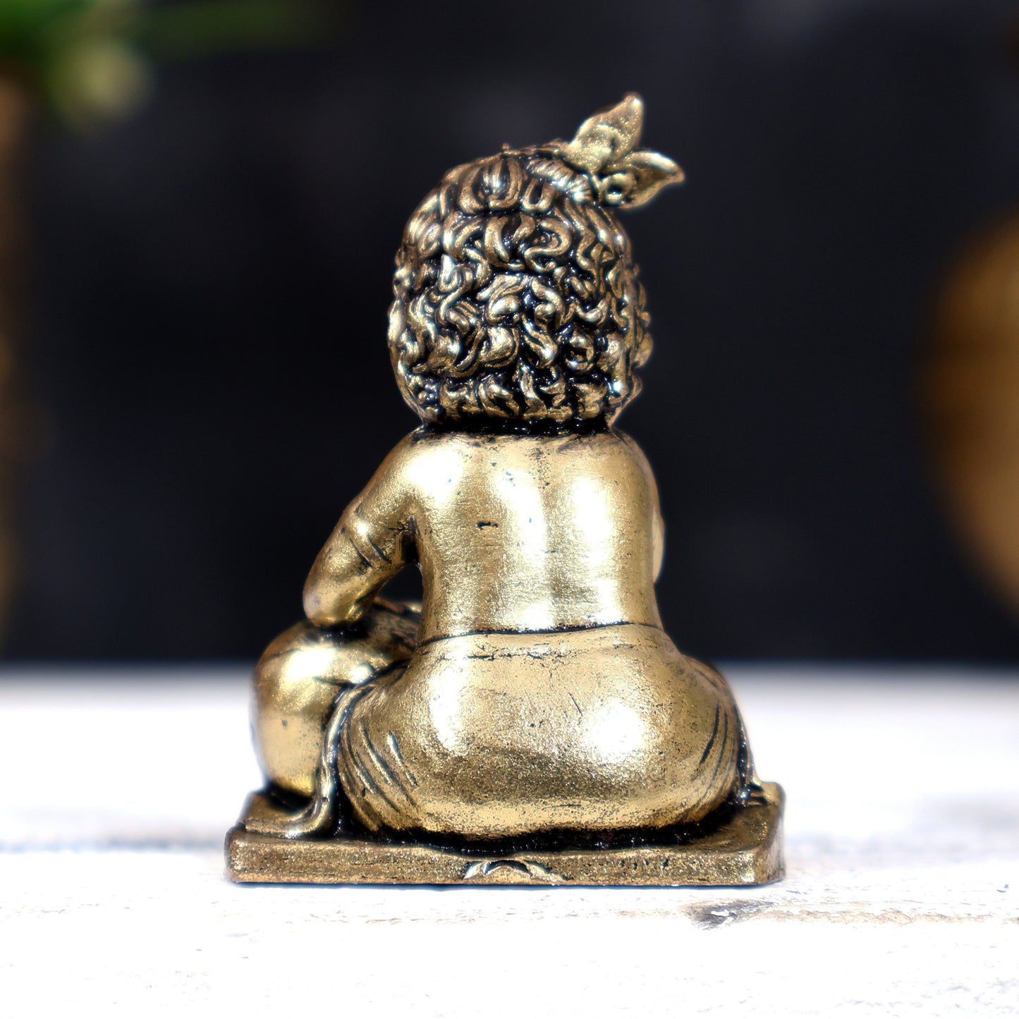 Brass Superfine Makhan Chor Bal Gopal — Baby Krishna Idol (Small) 2 inch