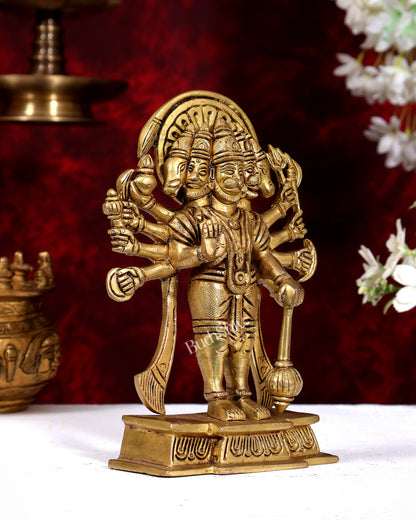 Brass Panchmukhi Hanuman Standing Statue — Powerful Form 7.5 inch