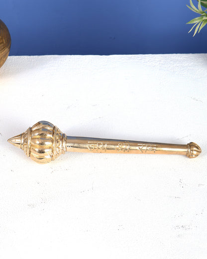 Brass Solid Hanuman Gada – Sacred Mace of Strength & Protection (8 Inches)