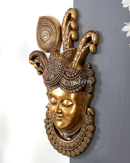 Brass Large Shrinath Ji Face Wall Hanging – Handcrafted Divine Temple Wall Décor 24 inch
