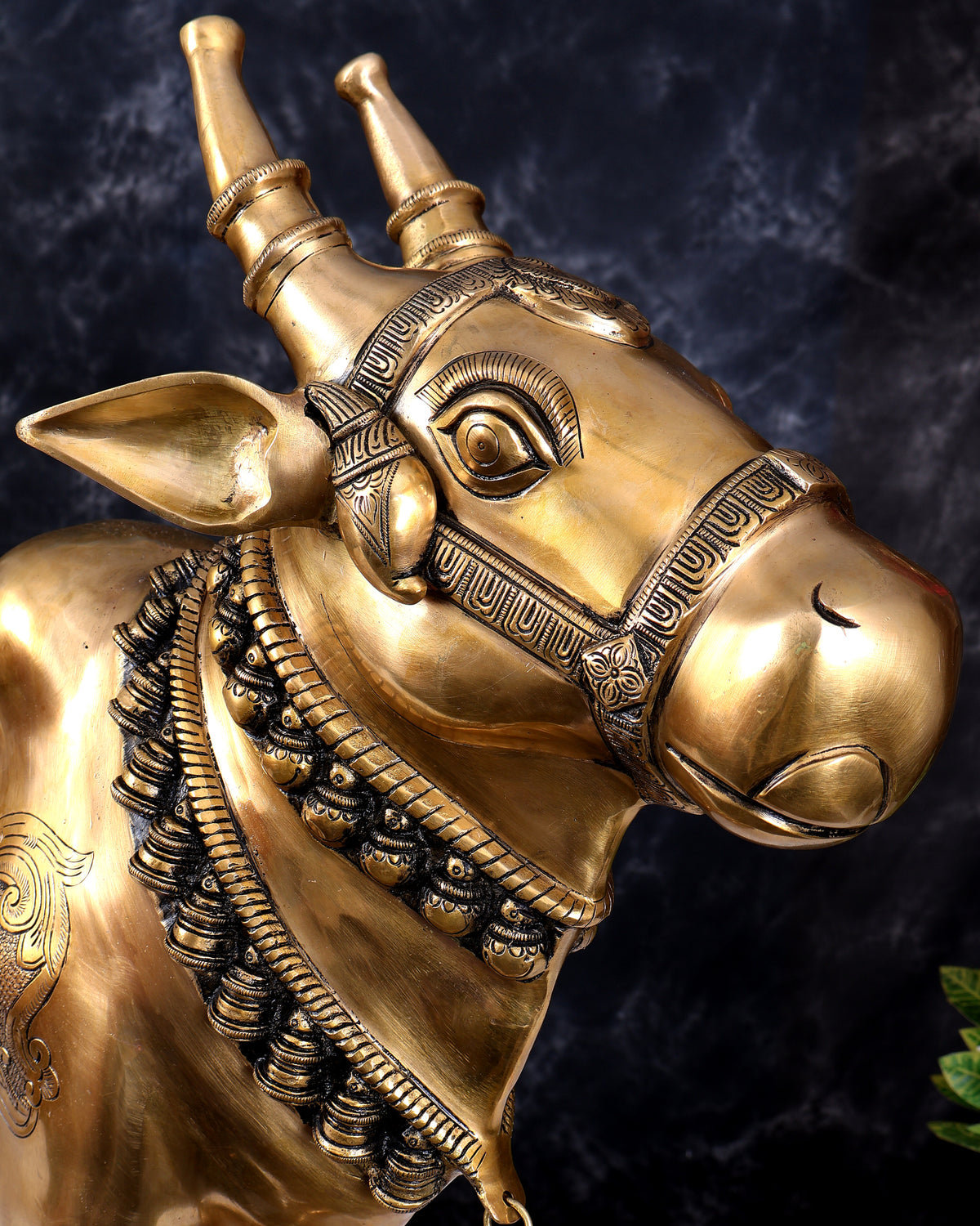 Brass Large Standing Nandi with Tongue Out — Rare Auspicious Form 30 inch