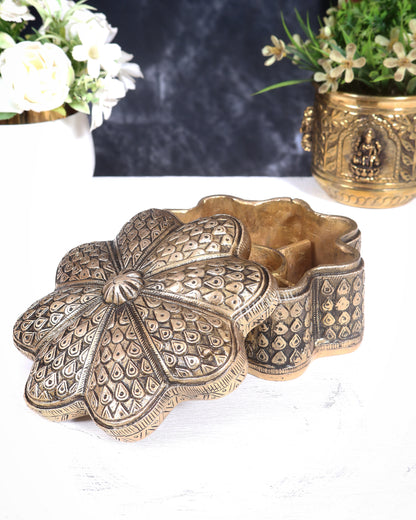 Beautiful Brass Multipurpose Masala, Jewellery, Treasure Box 8.5 inch