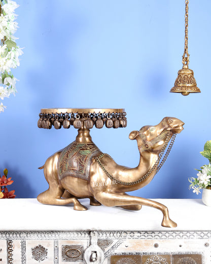 Vintage Brass Camel Design Stool Table – Handcrafted Heritage Furniture Accent (27 Inches)