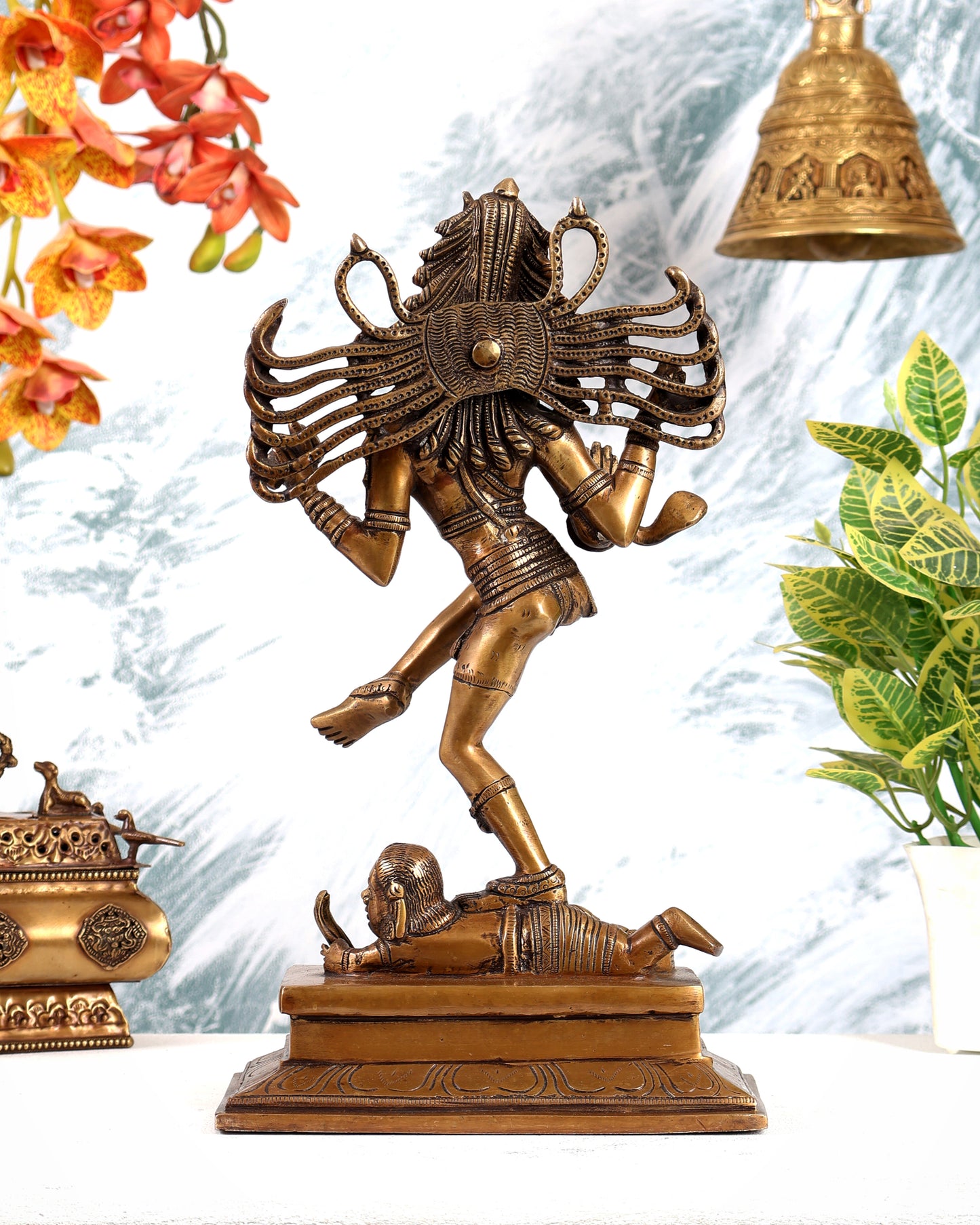 Brass Dancing Shiva Nataraja statue 14" Matte antique