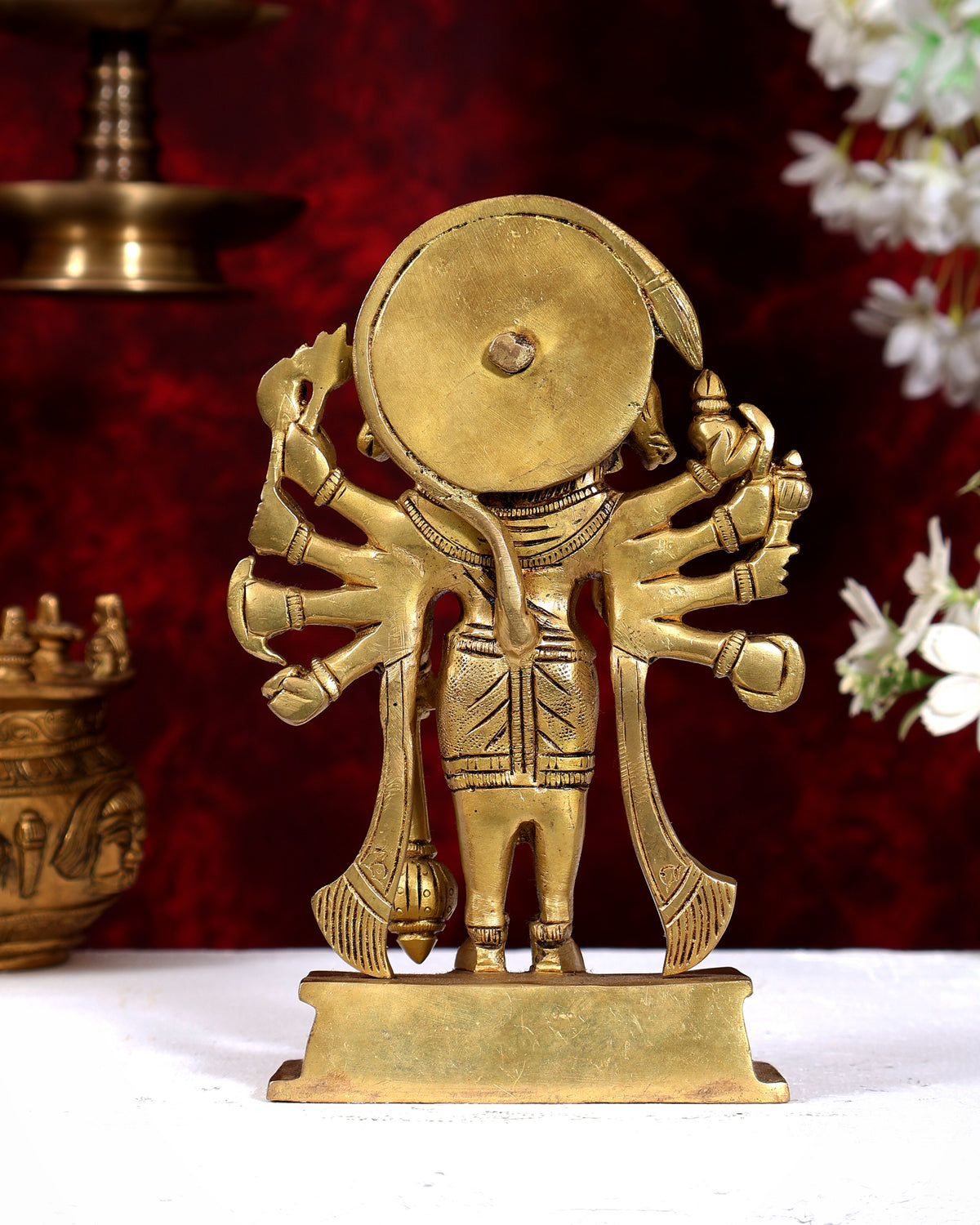 Brass Panchmukhi Hanuman Standing Statue — Powerful Form 7.5 inch