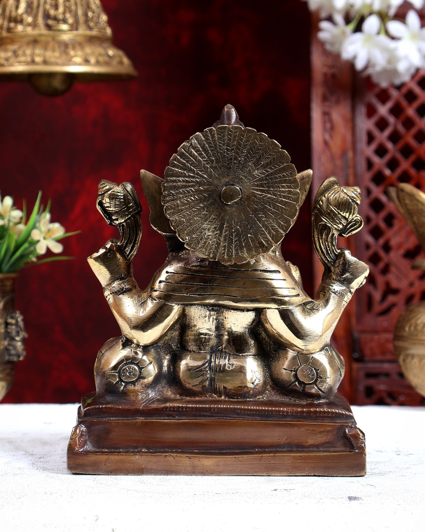 Brass Dual Tone Ganesha Statue – Handcrafted Divine Idol 7 inch