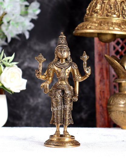 Brass Lord Vishnu Lord Venkateswara Idol – Handcrafted Divine Murti for Daily Abhishek 5 inch