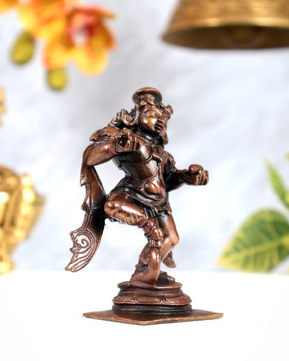 Pure Copper Dancing Krishna Gopala Idol – Divine Venugopala Sculpture (3.5 Inches)