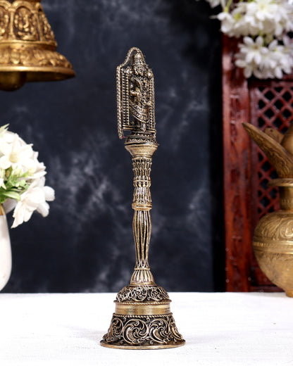 Brass Tirupati Balaji Hand Bell | Pure Brass Venkateswara Temple Bell 7 inch