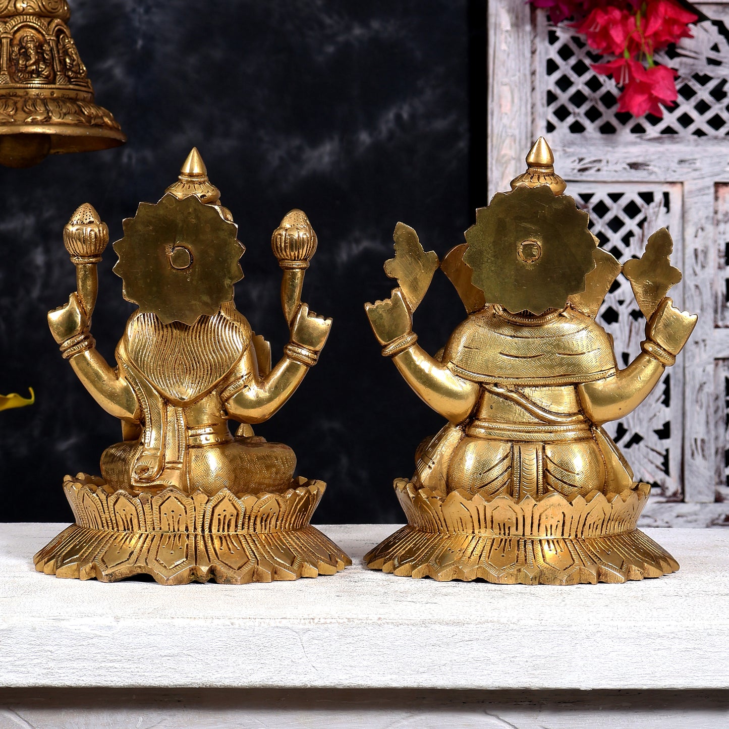 Brass Ganesha Lakshmi Idol Set 9 inch