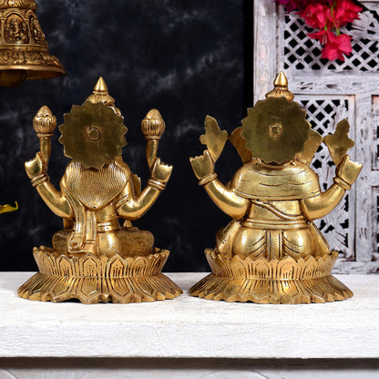 Brass Ganesha Lakshmi Idol Set 9 inch