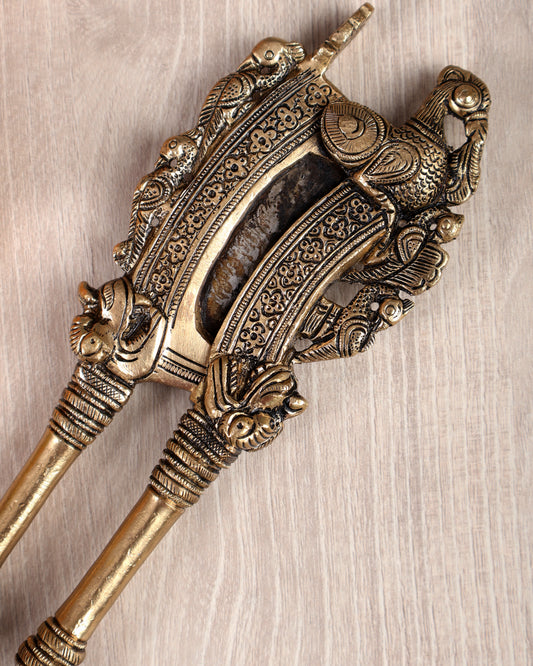 Brass Annam Pakshi Nut Cutter with Peacock Motifs – Traditional Collectible Craft Piece (7.6 Inches)