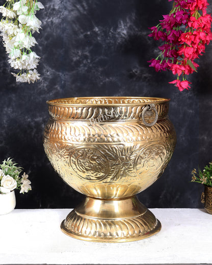 Brass Planter with Handles 15 inch
