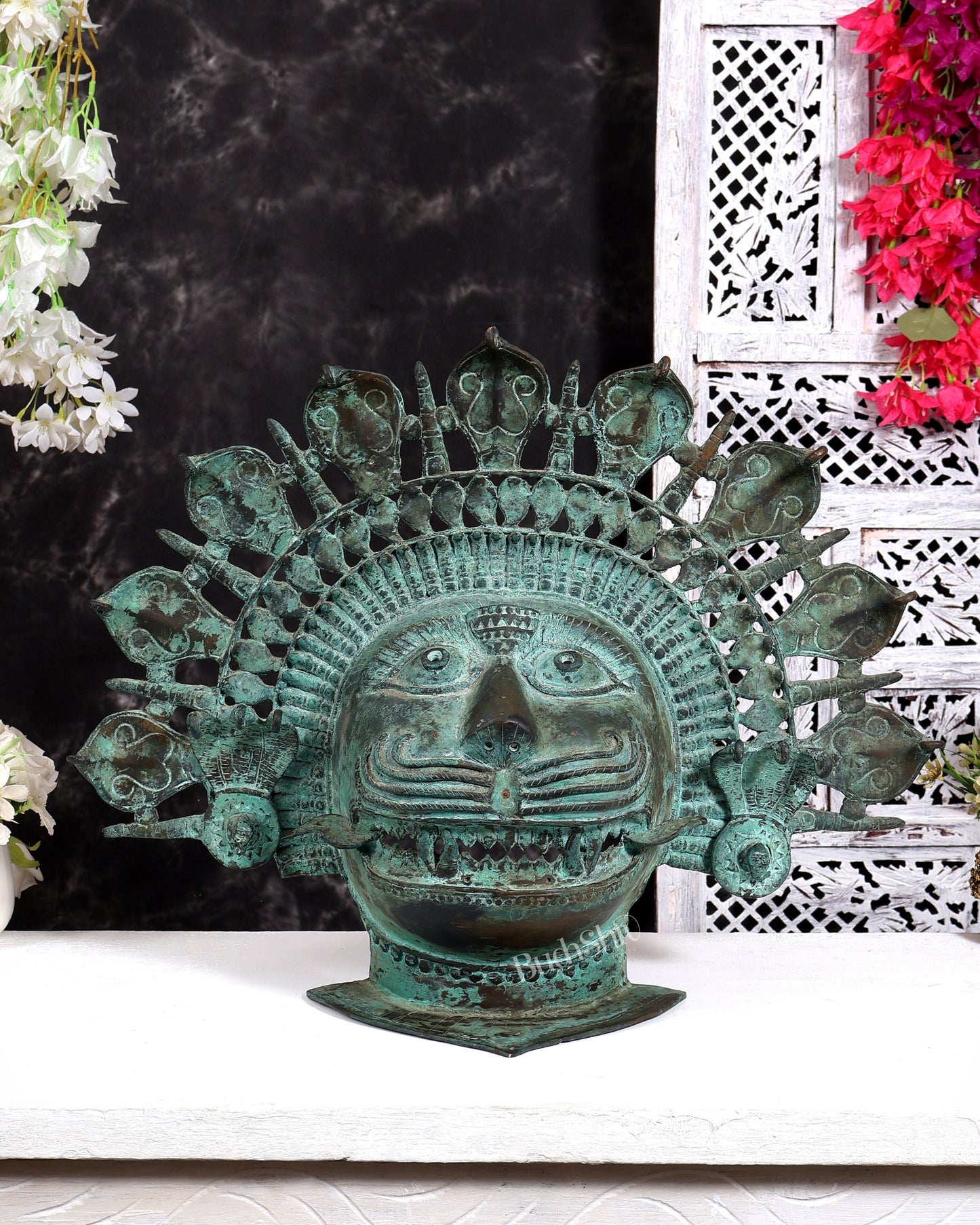 Vintage narasimha face Mask - Bronze Lost Wax - 21 inch