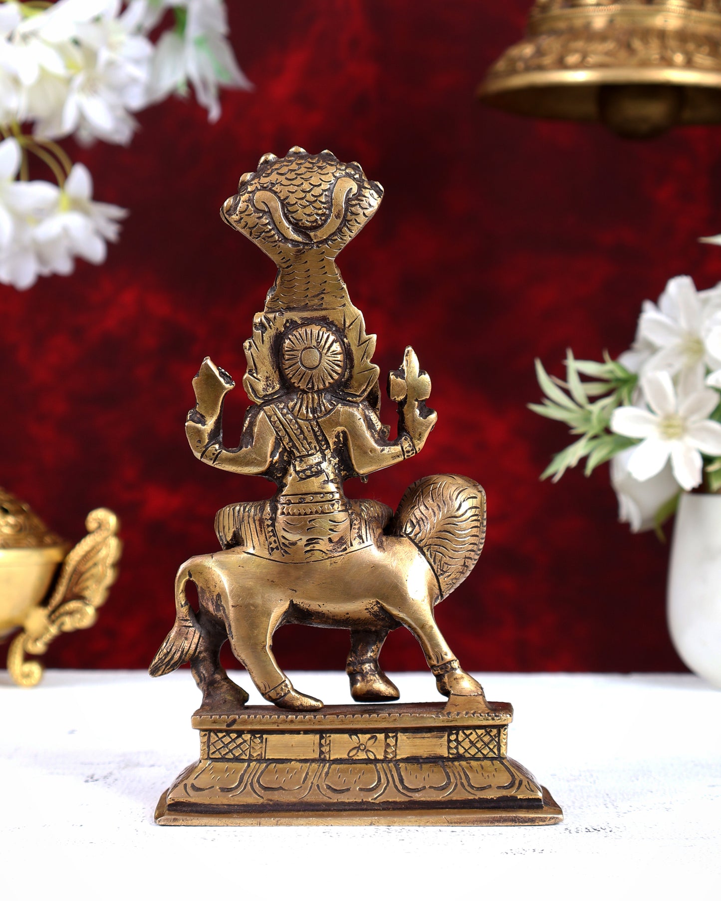 Brass Pratyangira Devi Statue – Handcrafted Divine Protection Goddess Idol 7 inch antique tone