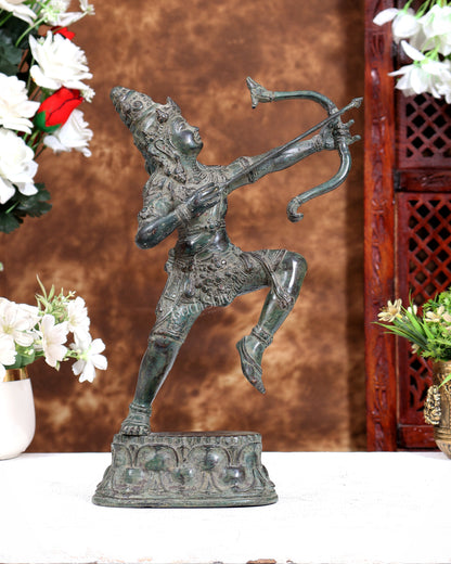 Vintage Indonesian Bronze Rama Shooting Arrow – 12 Inch Sculpture | BudhShiv