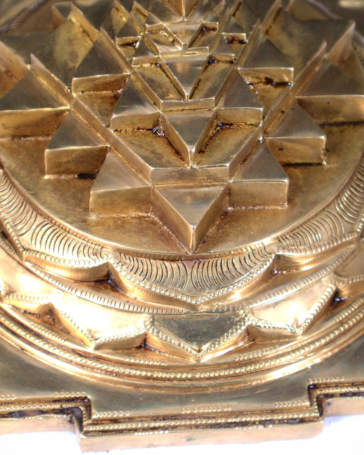 Brass Large Meru Shri Yantra — Heavy Solid 9.5 inch