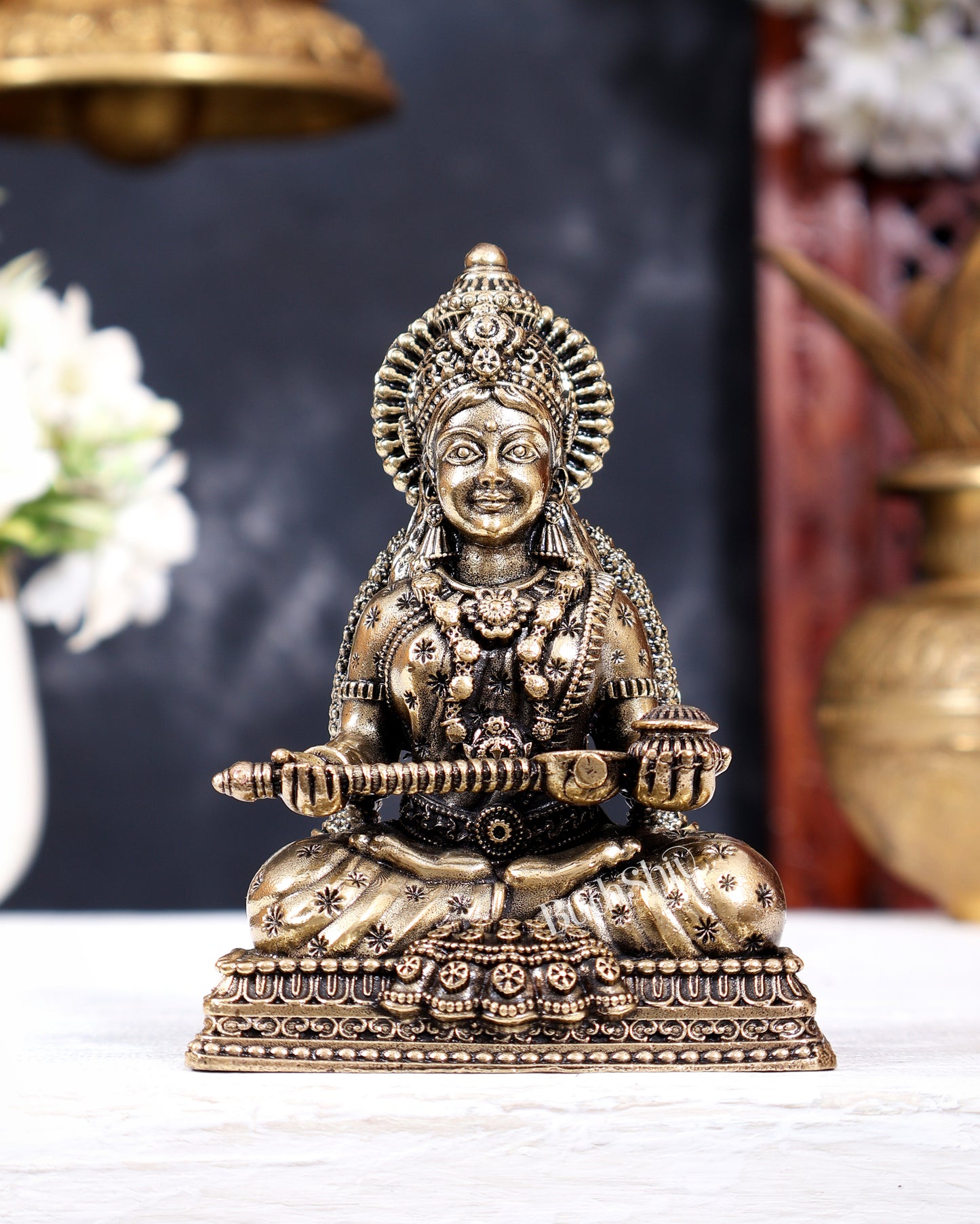 Brass Superfine Annapurna Devi Idol | Pure Brass Goddess of Nourishment 4 inch