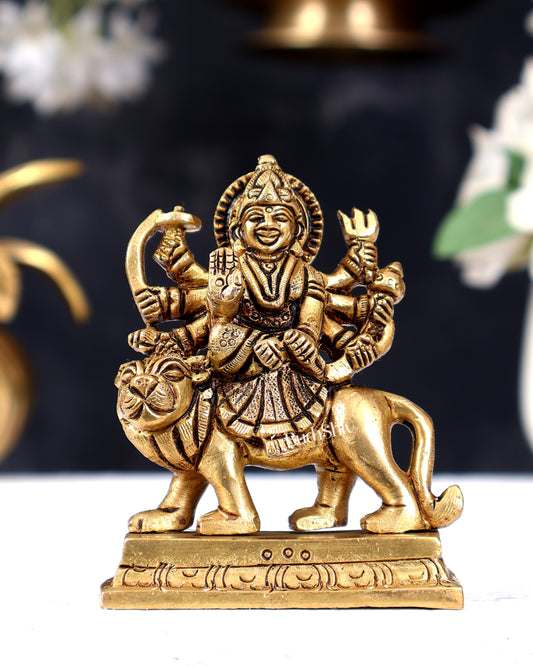 Brass Durga Idol — Miniature 2.95 inch