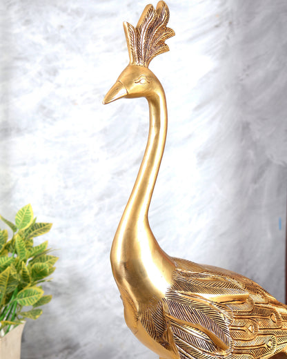 Brass Large Peacock Showpiece Sculpture – Majestic Handcrafted Decorative Masterpiece 29 inch