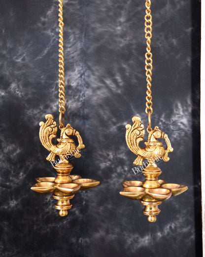 Brass Hanging Peacock Annam Pakshi Oil Lamp pair — Vilakku