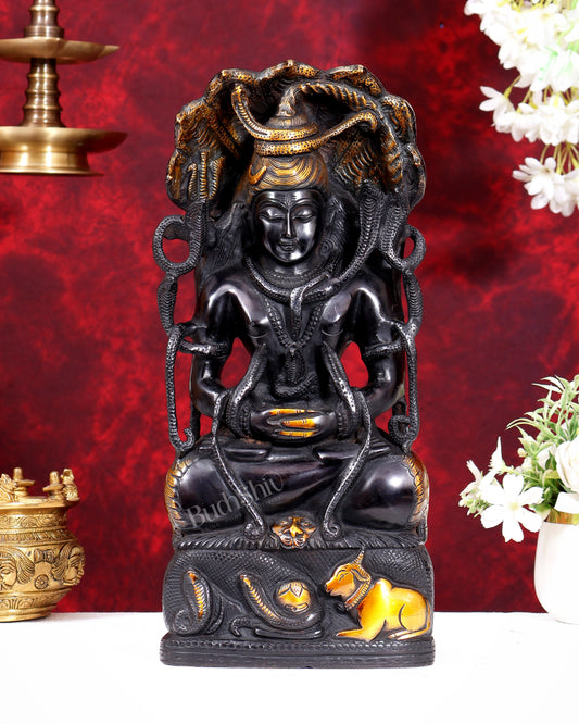 Brass Lord Shiva in Meditation Statue - 14.5 inch