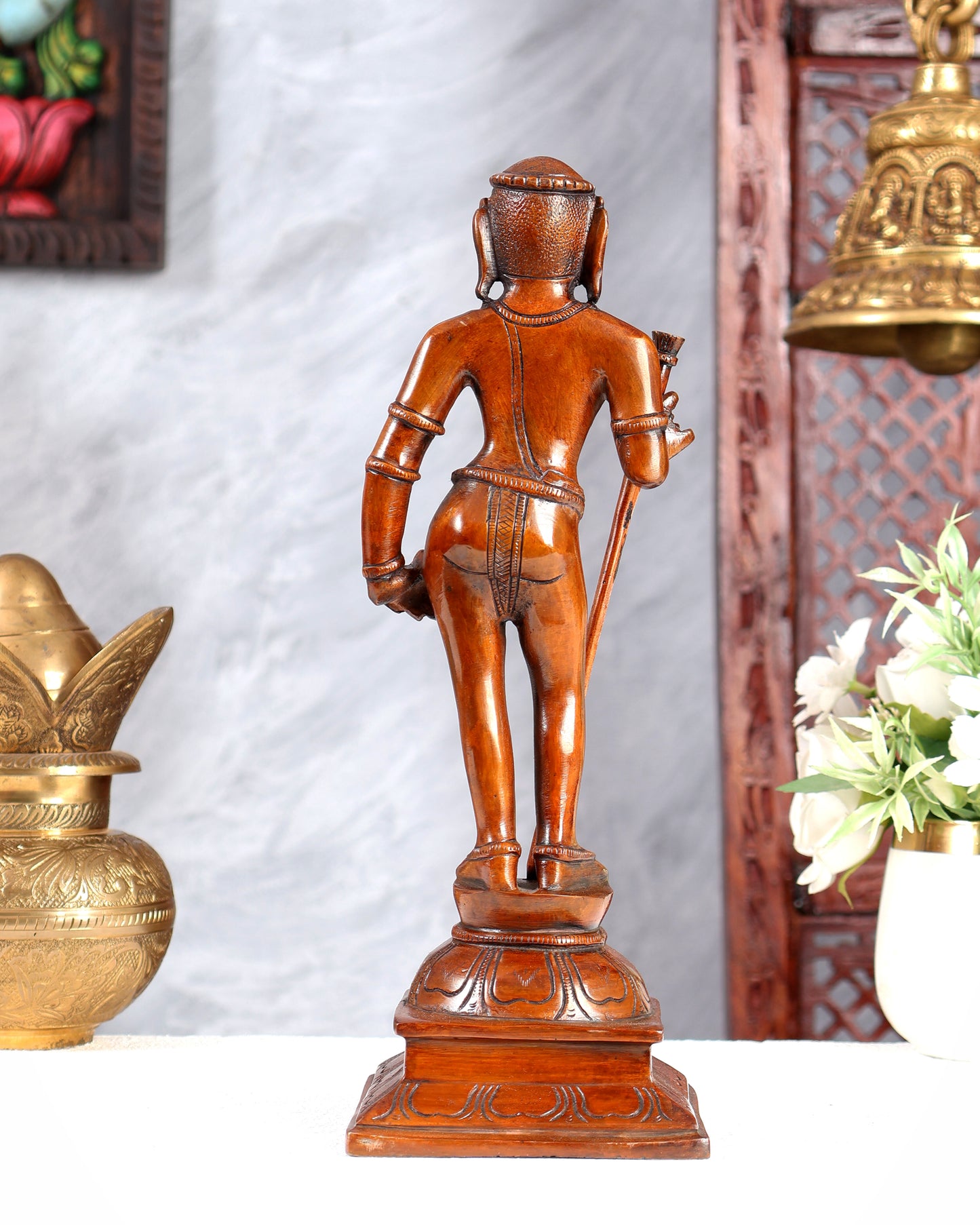 Pure Brass Kartikeya Palani Murugan KumaraSwamy Idol | 11 Inch Brown patina