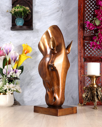 Horse Face Décor Artefact – Handcrafted Statement Sculpture Antique Bronze Tone 17.5 inch