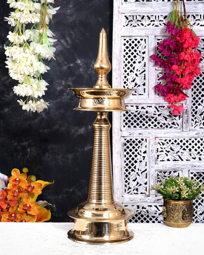 Brass Kerala Lamp Nilavilakku — Traditional Diya 26 inch