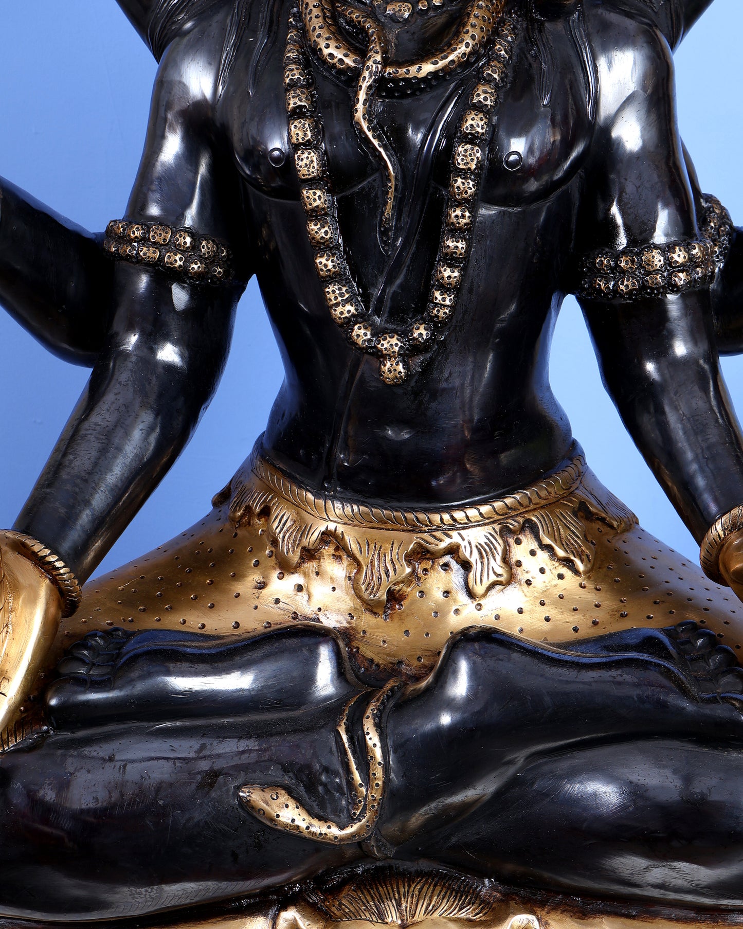 Six-Armed Brass Shiva Statue Mahamrityunjaya 30 inch black edition