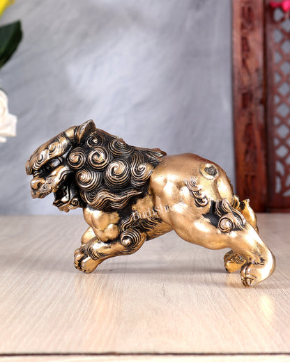 Brass Tibetan Snow Lion Showpiece – Handcrafted Auspicious Guardian Sculpture