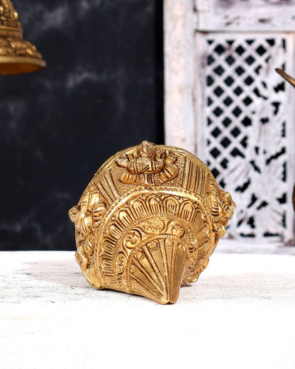 Brass Ganesha Playing Conch (Shankh) – Musician Idol | Auspicious Gift & Showpiece 8"