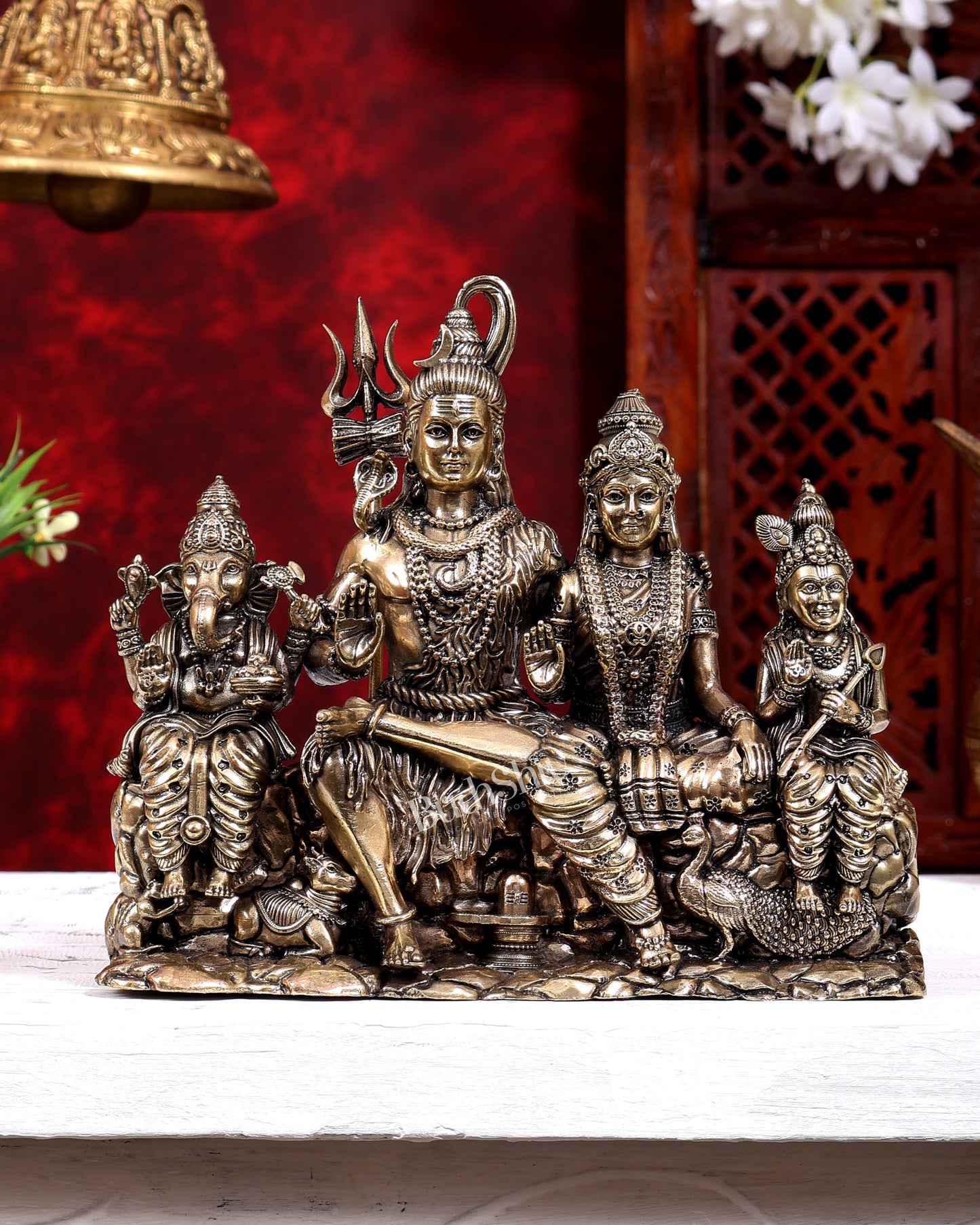 Brass Superfine Shiva Parivar Idol 7 inch