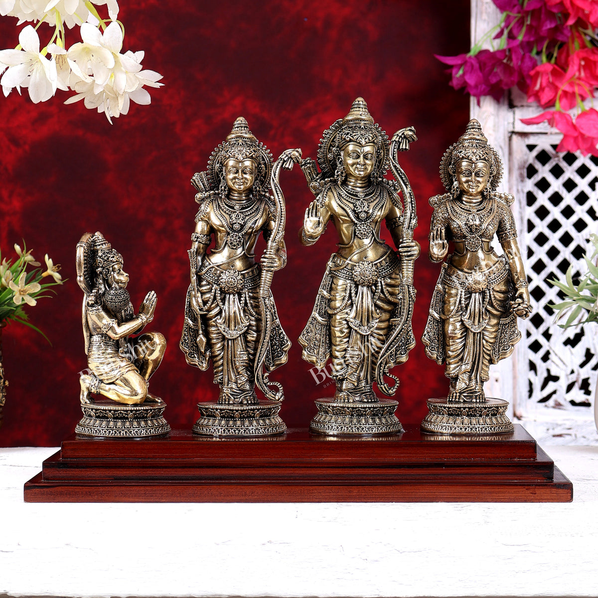 Brass Superfine Ram Darbar on Wooden Base 10 inch