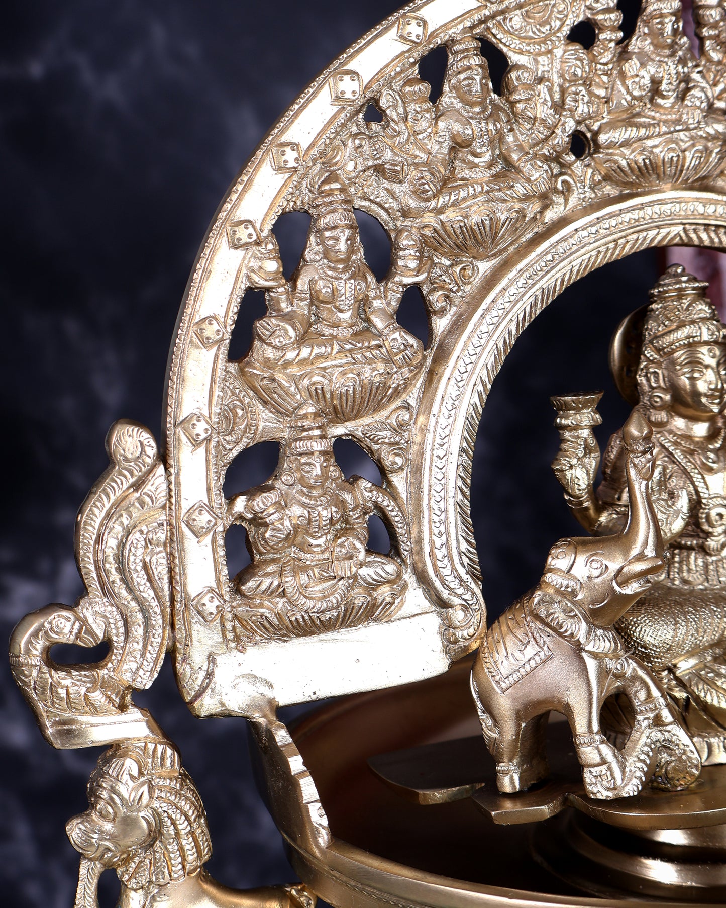 Premium Bronze Ashtalakshmi Hanging Lamp Diya Vilakku – Traditional Temple Deepam with Chain