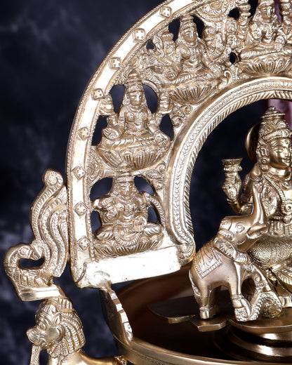 Premium Bronze Ashtalakshmi Hanging Lamp Diya Vilakku – Traditional Temple Deepam with Chain