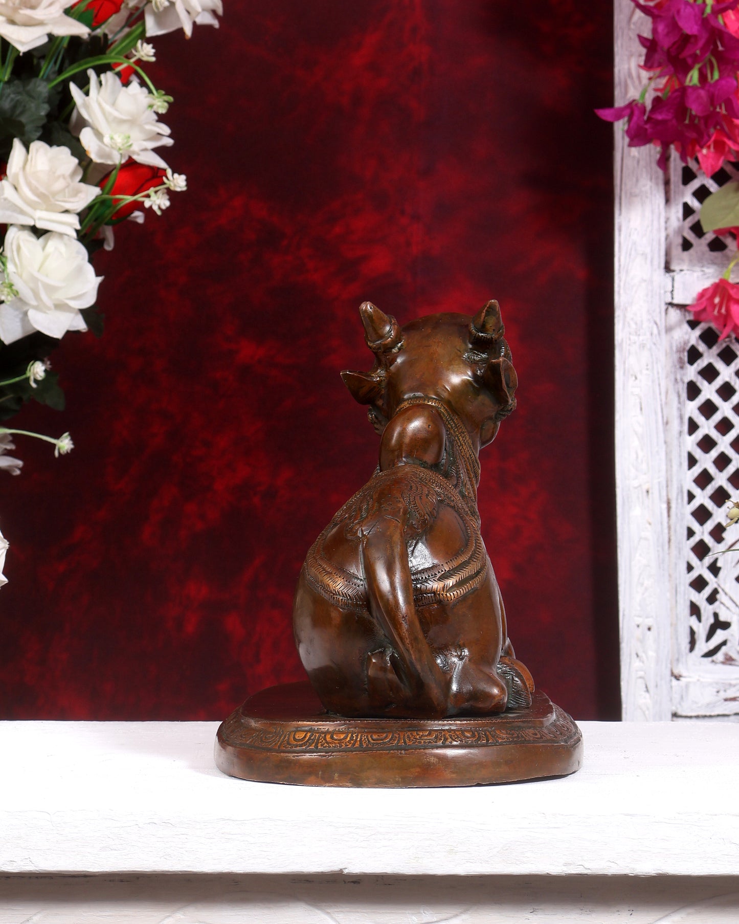Pure Brass Vintage Nandi Statue – double Chola Finish 12.5 inch