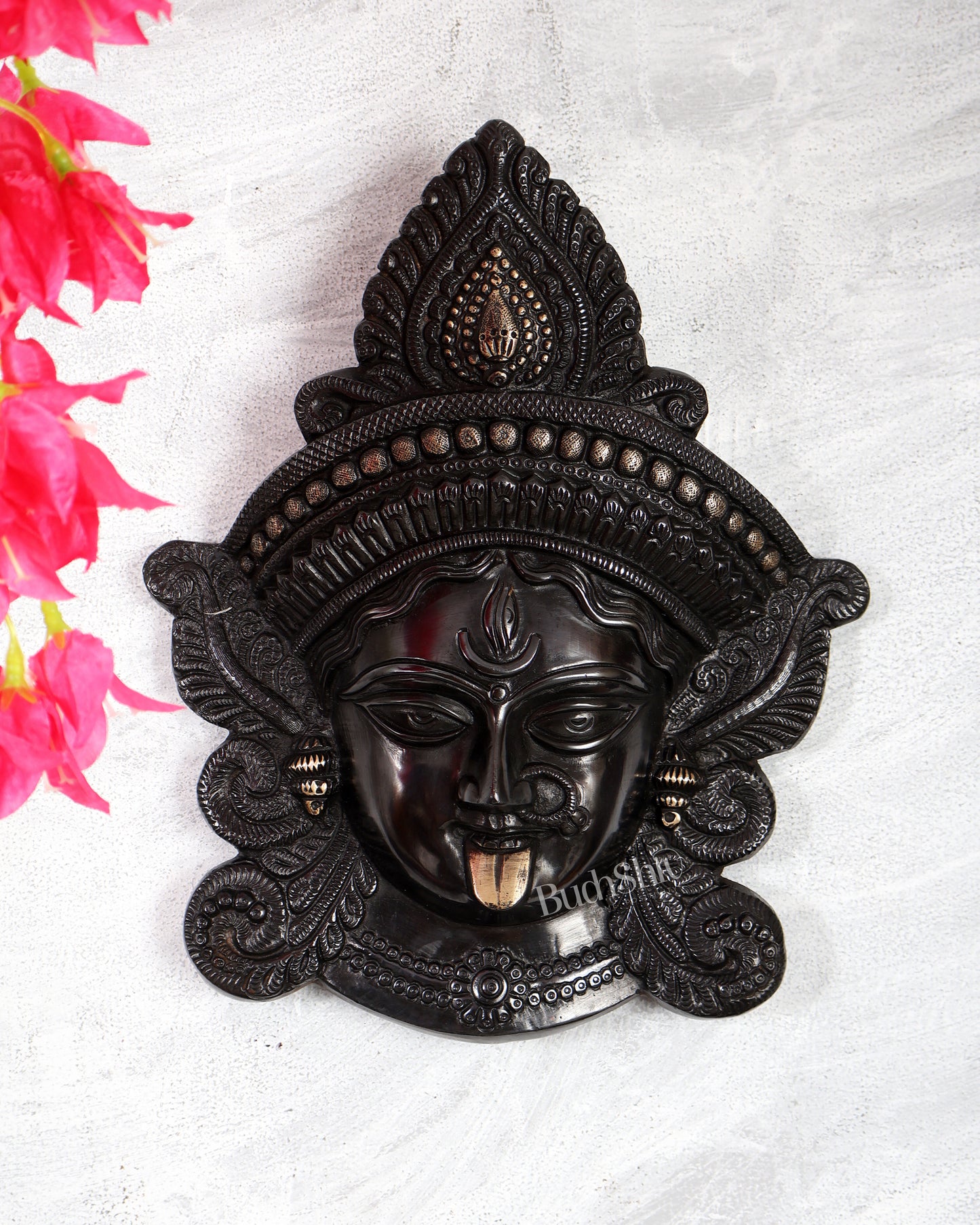Brass Kali Maa Face wall hanging 10 inch