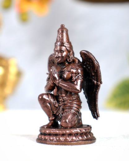 Pure Copper Garuda Statue – Sacred Vehicle of Lord Vishnu Idol (2.5 Inches)