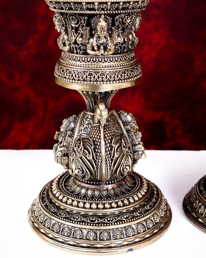 Brass Superfine Peacock Annam Pakshi Oil Lamp — Large Size 19 inch