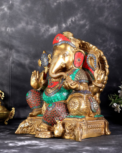 Brass Ganesha Statue - 13 inch