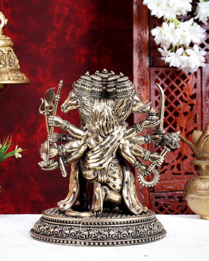 Brass Superfine Panchmukhi Hanuman Idol – Handcrafted Divine Statue 10 inch