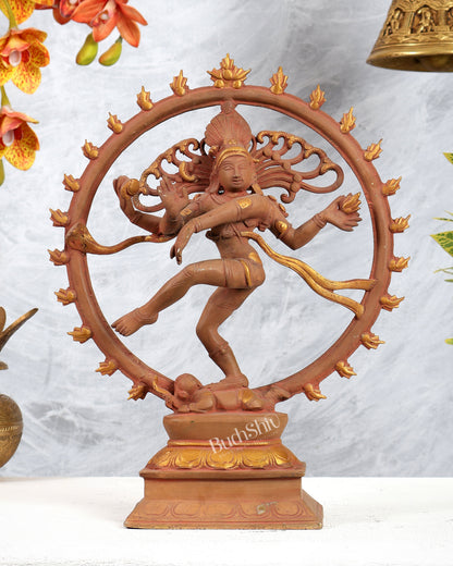 Vintage Brass Nataraja Statue Earthy tone 13 inch